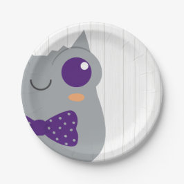 Baby Boy Horned Frog Paars Baby shower Papieren Bordje