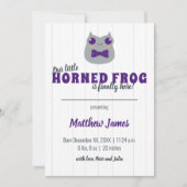 Baby Boy Horned Frog Paarse Vertical Baby Aankondiging (Voorkant)