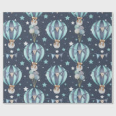 Baby Boy Hot Air ballon en Beer Patroon Cadeaupapier (Vlak)