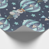 Baby Boy Hot Air ballon en Beer Patroon Cadeaupapier (Hoek)