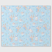 Baby Boy Hugging Bunny I Love Mam Heart Cadeaupapier (Vlak)