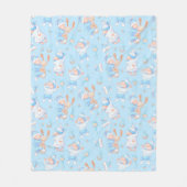 Baby Boy Hugging Bunny I Love Mam Heart Fleece Deken (Voorkant)