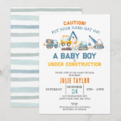 Baby Boy in aanbouw, Digger Baby shower Kaart (Voorkant / Achterkant)