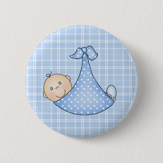 Baby Boy in Blanket   Ronde Button 5,7 Cm (Voorkant)