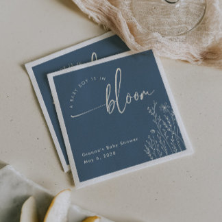 Baby Boy In Bloom - Stoffig Blauw Baby shower Serv Servet