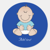 Baby Boy in Blue Shirt SJABLOON Ronde Sticker (Voorkant)