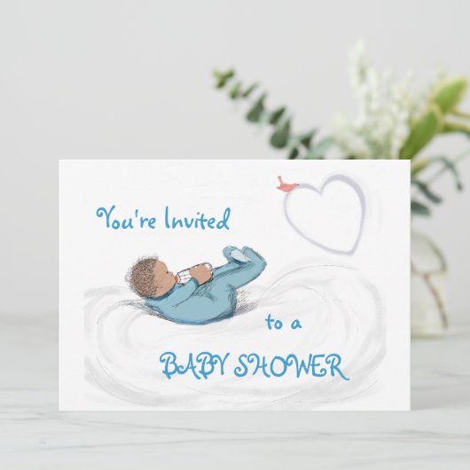 Baby Boy in Clouds Kaart (Staand voorkant)