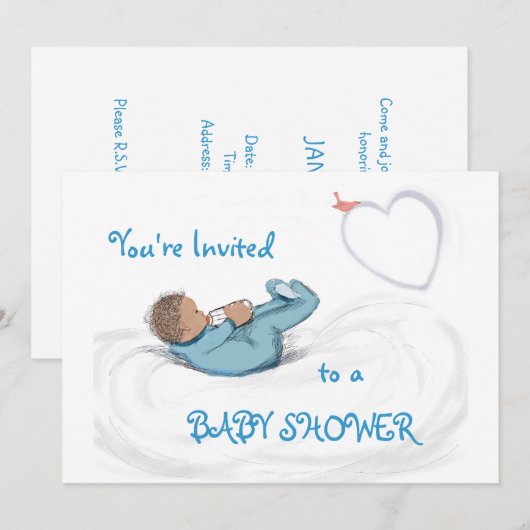 Baby Boy in Clouds Kaart (Voorkant / Achterkant)