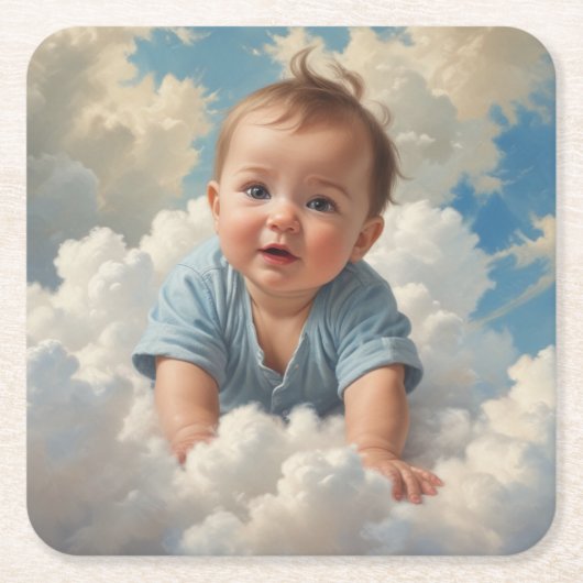 Baby Boy in de wolken Kartonnen Onderzetters (Voorkant)