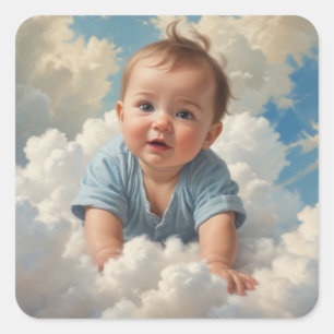 Baby Boy in de wolken Vierkante Sticker