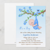 Baby Boy in Tree, Baby shower Kaart (Voorkant / Achterkant)