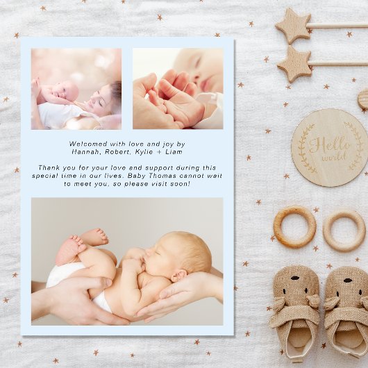 Baby Boy Introductie Foto Collage Birth Aankondiging