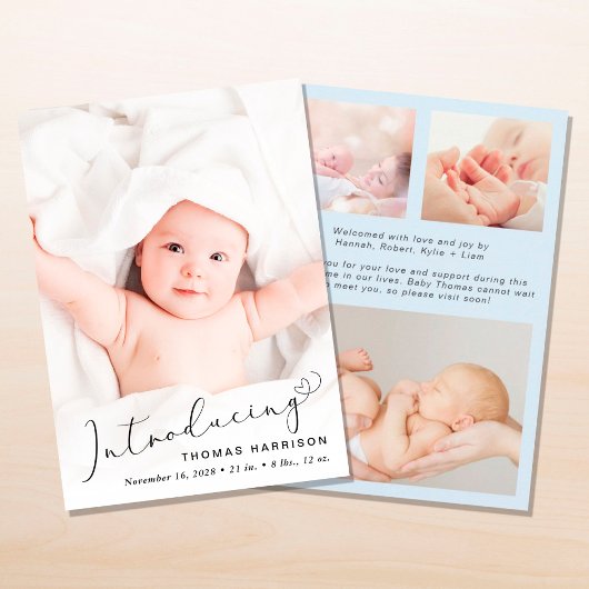 Baby Boy Introductie Foto Collage Birth Aankondiging