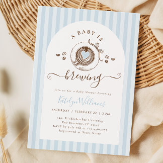 Baby Boy Is Brewing Coffee Baby Shower Invitation Kaart