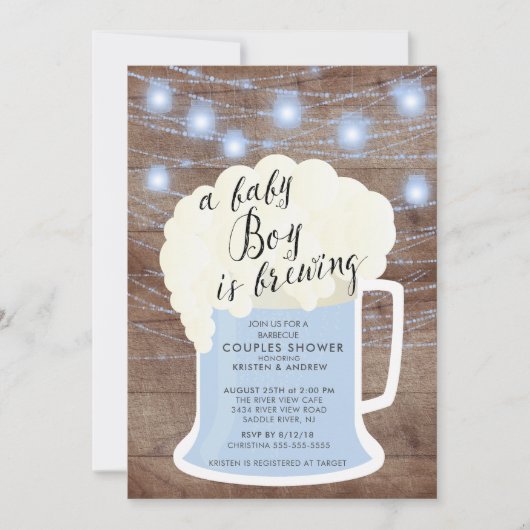 Baby Boy is Brouwen Boys Baby shower Invitation Kaart (Voorkant)