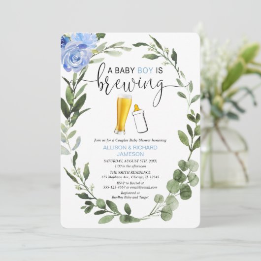 Baby Boy is Brouwen groen koppels baby shower Kaart (Staand voorkant)