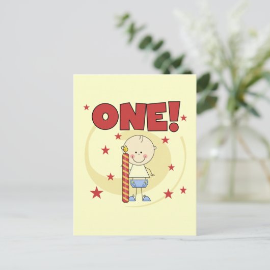 Baby Boy is een 1e verjaardag Tshirts en geschenke Briefkaart (Staand voorkant)