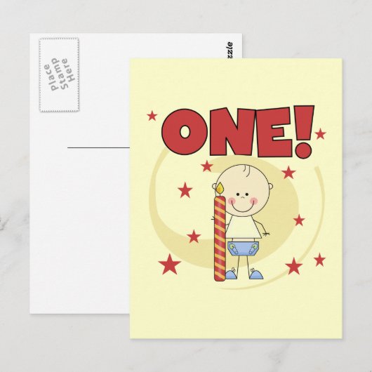 Baby Boy is een 1e verjaardag Tshirts en geschenke Briefkaart (Voorkant / Achterkant)
