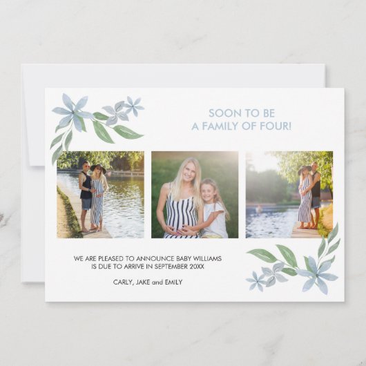 Baby Boy is op komst 3 Foto Mooie Theepot Zwangers Aankondiging (Achterkant)