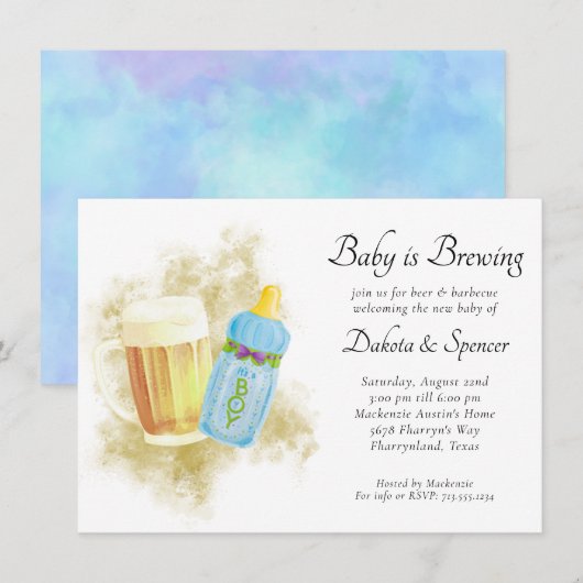 Baby Boy is op komst | Blauwe zomer buiten douche Kaart (Voorkant / Achterkant)