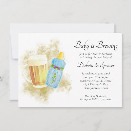 Baby Boy is op komst | Blauwe zomer buiten douche Kaart (Voorkant)