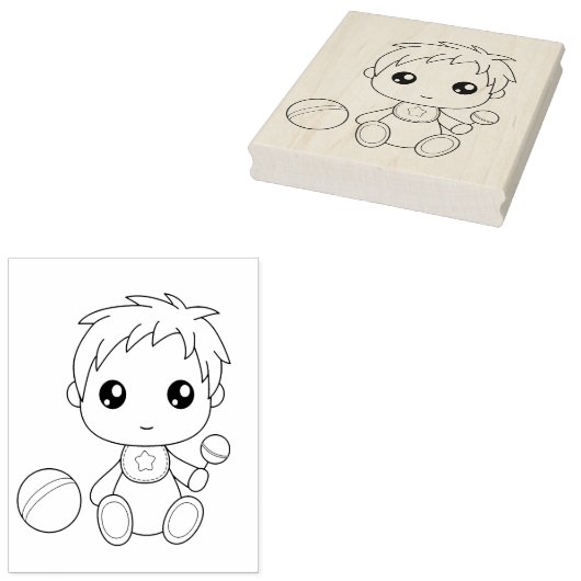 Baby Boy Jumpsuit Kleurplaat Rubberstempel (Gestempeld)