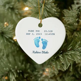 Baby Boy Keepsake Pasgeboren Stats Hart Ornament