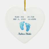 Baby Boy Keepsake Pasgeboren Stats Hart Ornament (Voorkant)