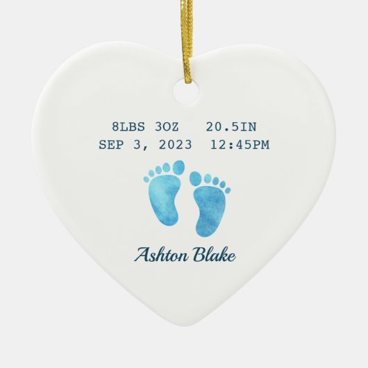 Baby Boy Keepsake Pasgeboren Stats Hart Ornament (Voorkant)