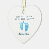 Baby Boy Keepsake Pasgeboren Stats Hart Ornament (Links)
