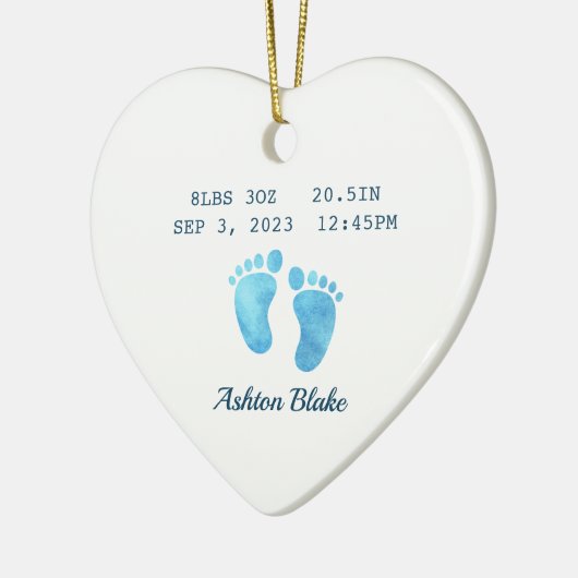 Baby Boy Keepsake Pasgeboren Stats Hart Ornament (Links)