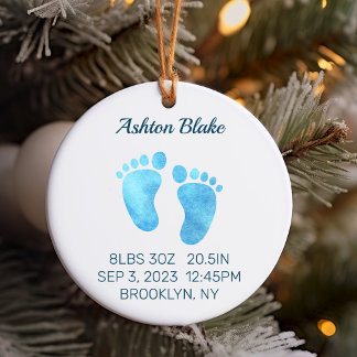 Baby Boy Keepsake, Pasgeboren Stats Ornament Rond