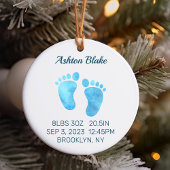 Baby Boy Keepsake, Pasgeboren Stats Ornament Rond