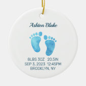 Baby Boy Keepsake, Pasgeboren Stats Ornament Rond (Voorkant)