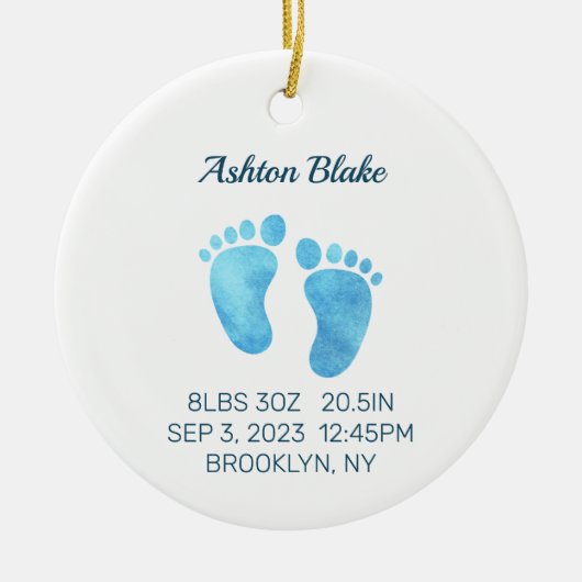 Baby Boy Keepsake, Pasgeboren Stats Ornament Rond (Voorkant)