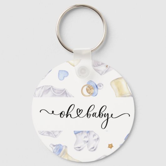 Baby Boy Keychain | Baby Shower Favor Keepsake (Voorkant)