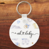 Baby Boy Keychain | Baby Shower Favor Keepsake (Voorkant)