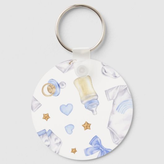 Baby Boy Keychain | Baby Shower Favor Keepsake (Achterkant)