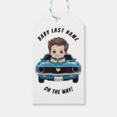 Baby Boy Klassieke Auto Cadeaulabel (Voorkant)