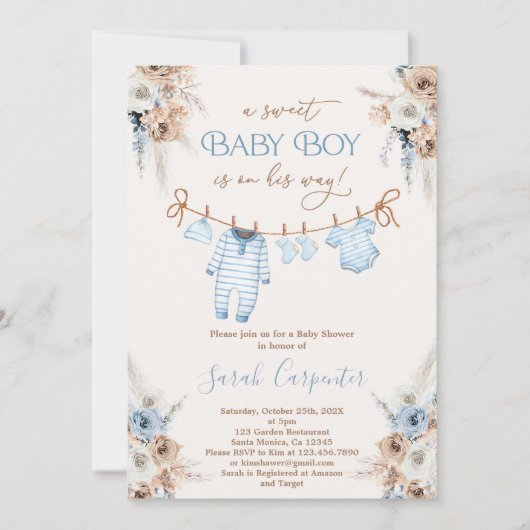 Baby Boy Kleding Baby shower Kaart (Voorkant)