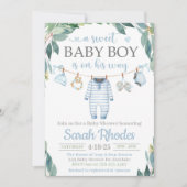Baby Boy Kleding Baby shower Uitnodiging (Voorkant)