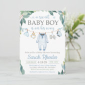 Baby Boy Kleding Baby shower Uitnodiging (Staand voorkant)