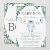 Baby Boy Kleding Baby shower Uitnodiging (Voorkant / Achterkant)