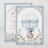 Baby Boy Koala Hot Air ballon Waterverf Shower Kaart (Voorkant / Achterkant)