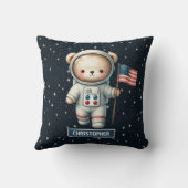 Baby Boy Kussen met Space Teddy Bear Custom Name (Achterkant)