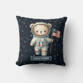 Baby Boy Kussen met Space Teddy Bear Custom Name (Voorkant)