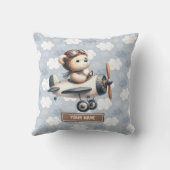 Baby Boy Kwekerij Blauw Bruin Teddy Bear Kussen (Achterkant)