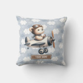 Baby Boy Kwekerij Blauw Bruin Teddy Bear Kussen (Voorkant)