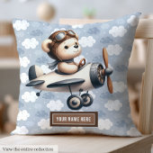 Baby Boy Kwekerij Blauw Bruin Teddy Bear Kussen