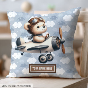 Baby Boy Kwekerij Blauw Bruin Teddy Bear Kussen